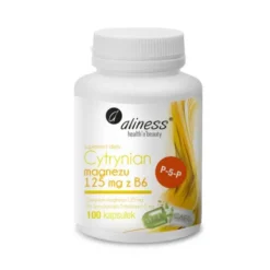Aliness Cytrynian Magnezu 125mg z B6 - cytrynian magnezu i witamina B6 - 100kaps.