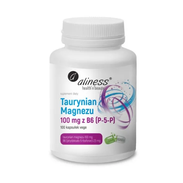 Aliness Taurynian Magnezu 100mg + B6 - taurynian magnezu - 100kaps.