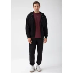 Czarna bluza rozpinana męska TW BASIC HOODIE ZIP 182 M BLACK