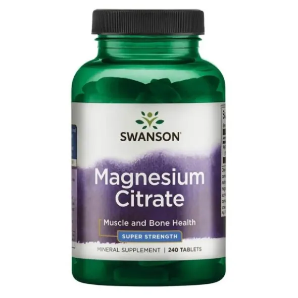 Swanson Magnesium Citrate Super Strength Cytrynian Magnezu - 240 tabl.