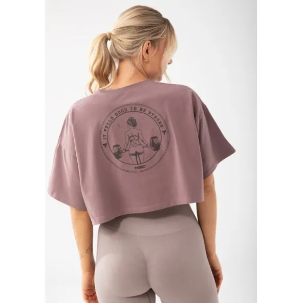 Trec Wear Fioletowy T-shirt damski crop top Trecgirl Basic T-shirt 160 Purple