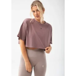 Trec Wear Fioletowy T-shirt damski crop top Trecgirl Basic T-shirt 160 Purple