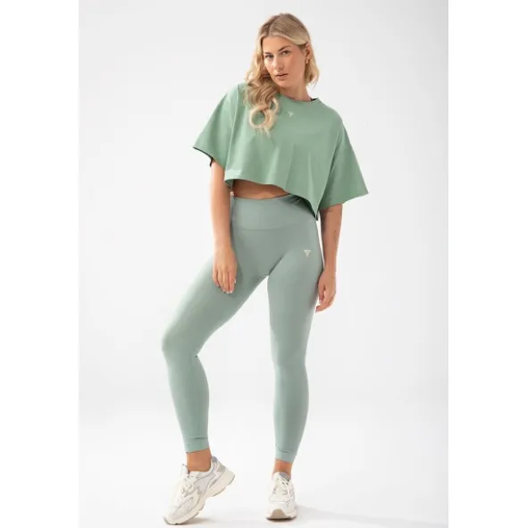 Trec Wear Zielony T-shirt damski crop top Trecgirl Basic T-shirt 160 Green