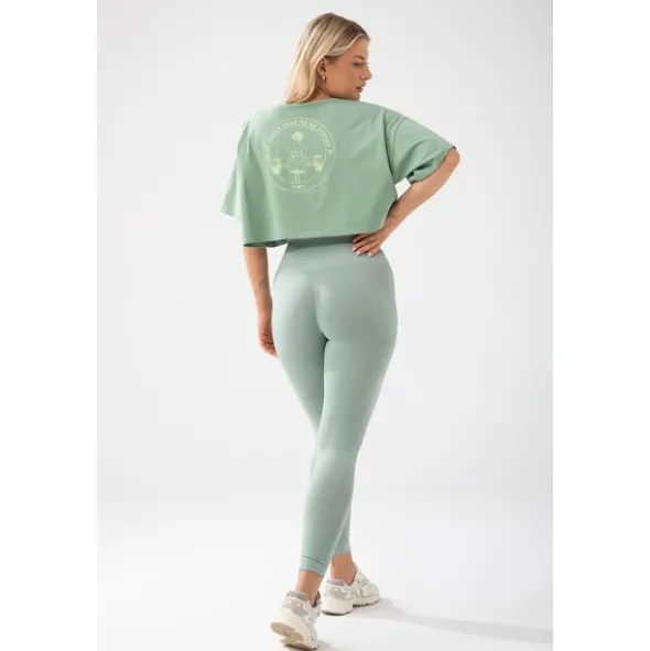 Trec Wear Zielony T-shirt damski crop top Trecgirl Basic T-shirt 160 Green